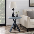 Pemberly Row Coastal Wood Side Table with Tripod Base in Distressed Blue