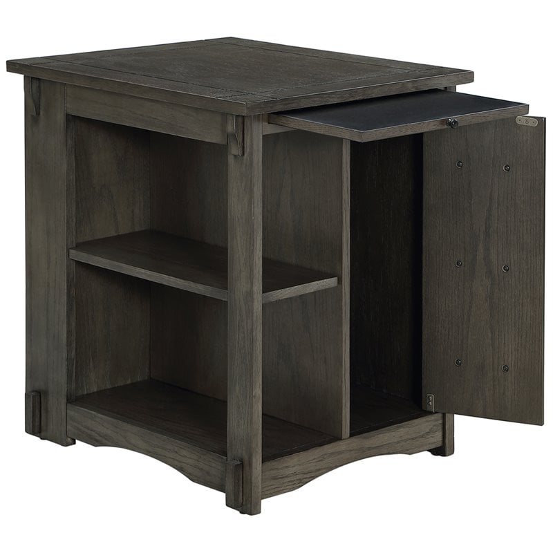 Pemberly Row Transitional Wood Side Table in Gray