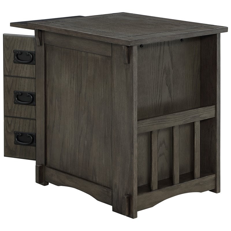 Pemberly Row Transitional Wood Side Table in Gray