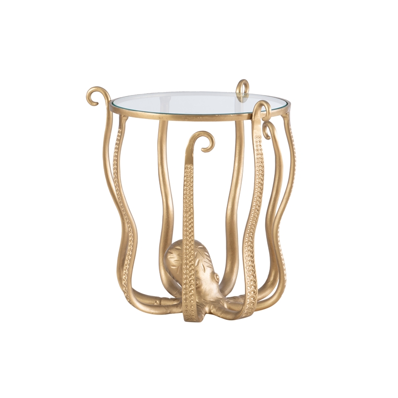 Pemberly Row Transitional Metal Octopus Table in Gold
