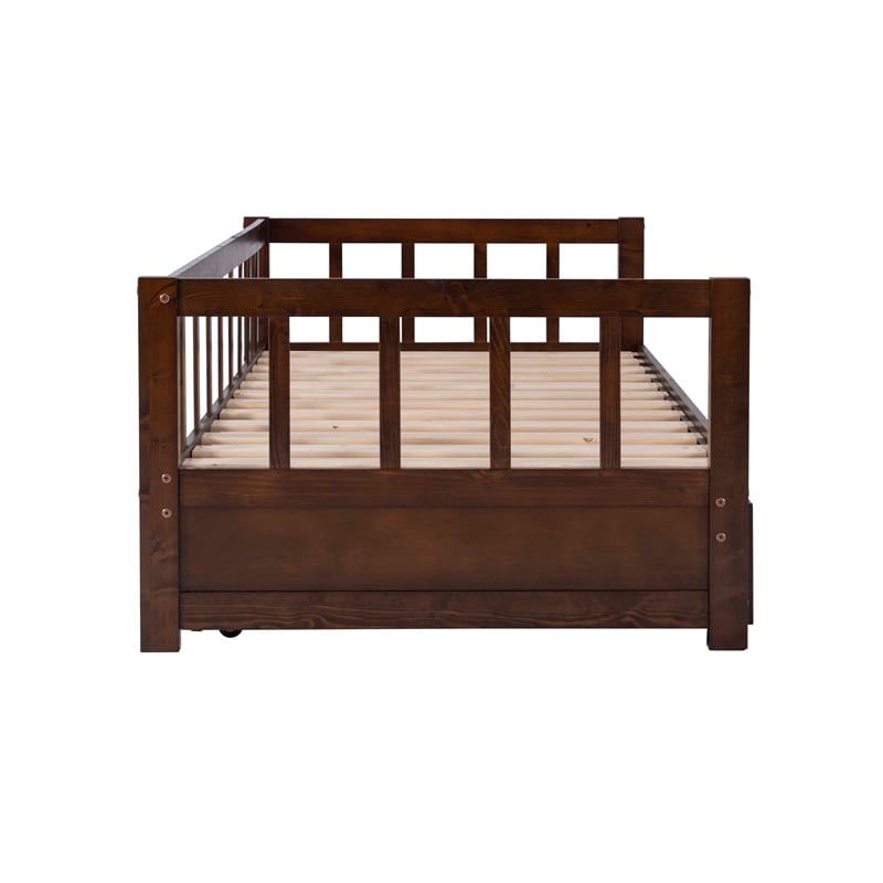 Pemberly Row Contemporary Pine Wood Daybed in Espresso