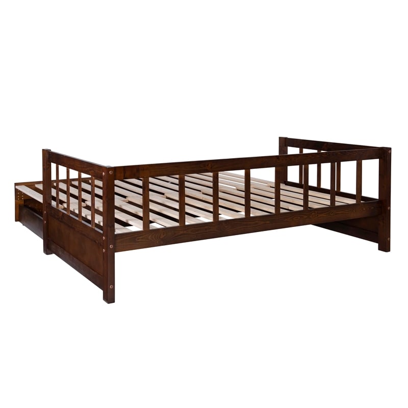 Pemberly Row Contemporary Pine Wood Daybed in Espresso
