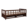 Pemberly Row Contemporary Pine Wood Daybed in Espresso