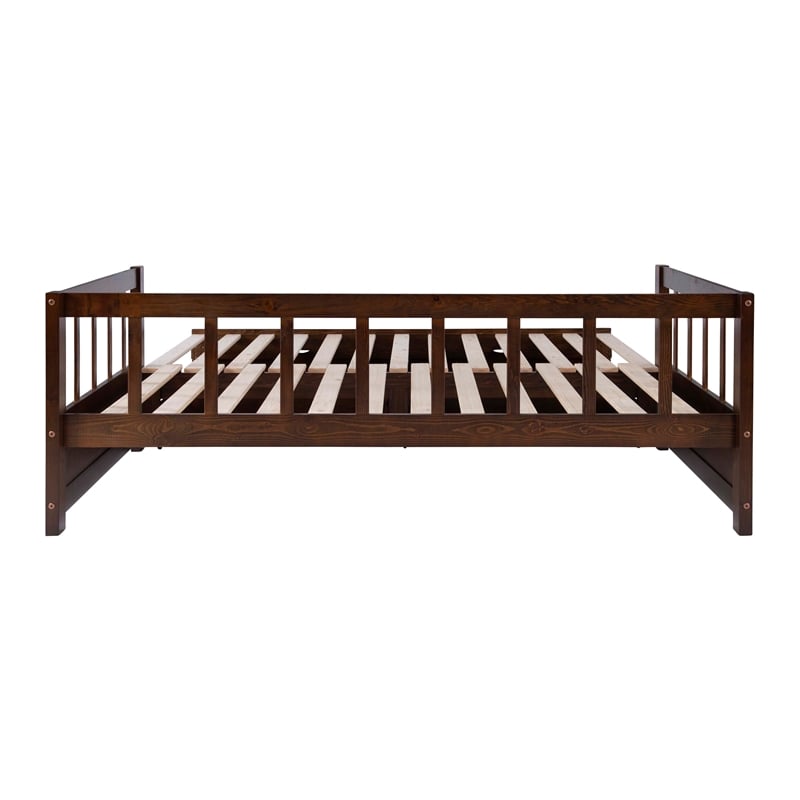 Pemberly Row Contemporary Pine Wood Daybed in Espresso