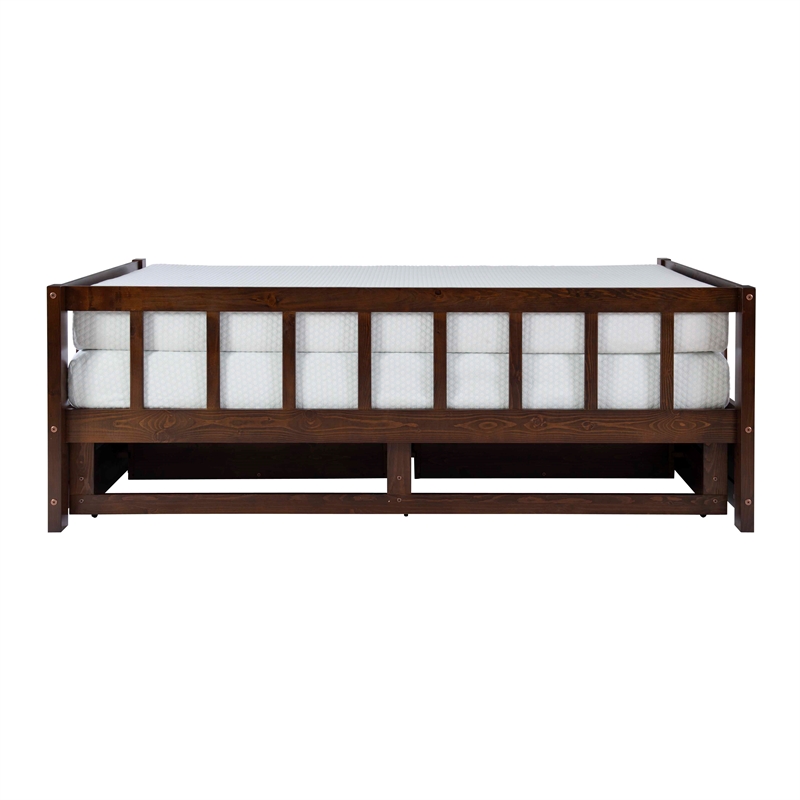Pemberly Row Contemporary Pine Wood Daybed in Espresso