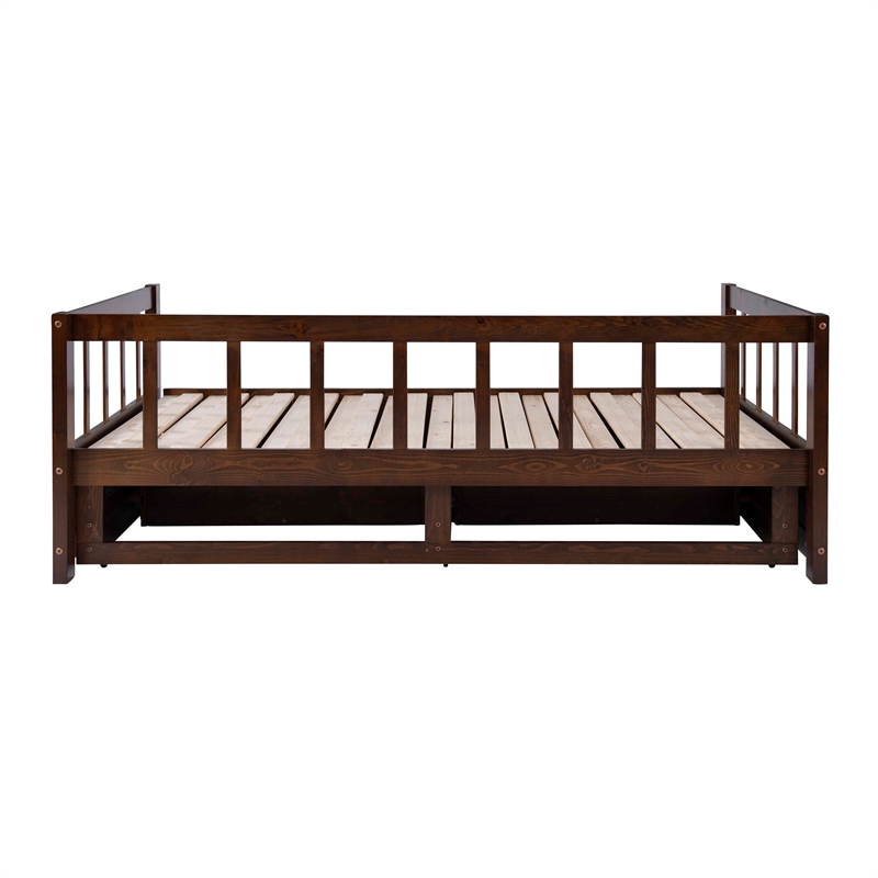 Pemberly Row Contemporary Pine Wood Daybed in Espresso