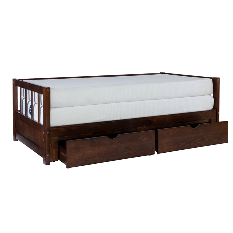 Pemberly Row Contemporary Pine Wood Daybed in Espresso