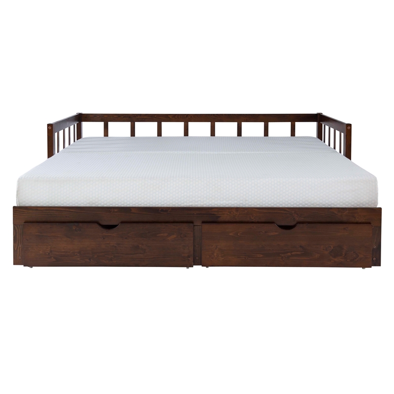 Pemberly Row Contemporary Pine Wood Daybed in Espresso