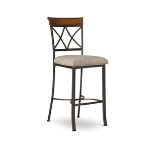 Pemberly Row Traditional 29&quot Metal Bar Stool in Pewter