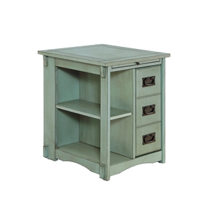 Pemberly Row Transitional Wood Side Table in Teal Blue