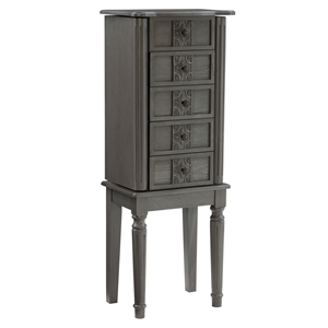 pemberly row transitional wood jewelry armoire in gray