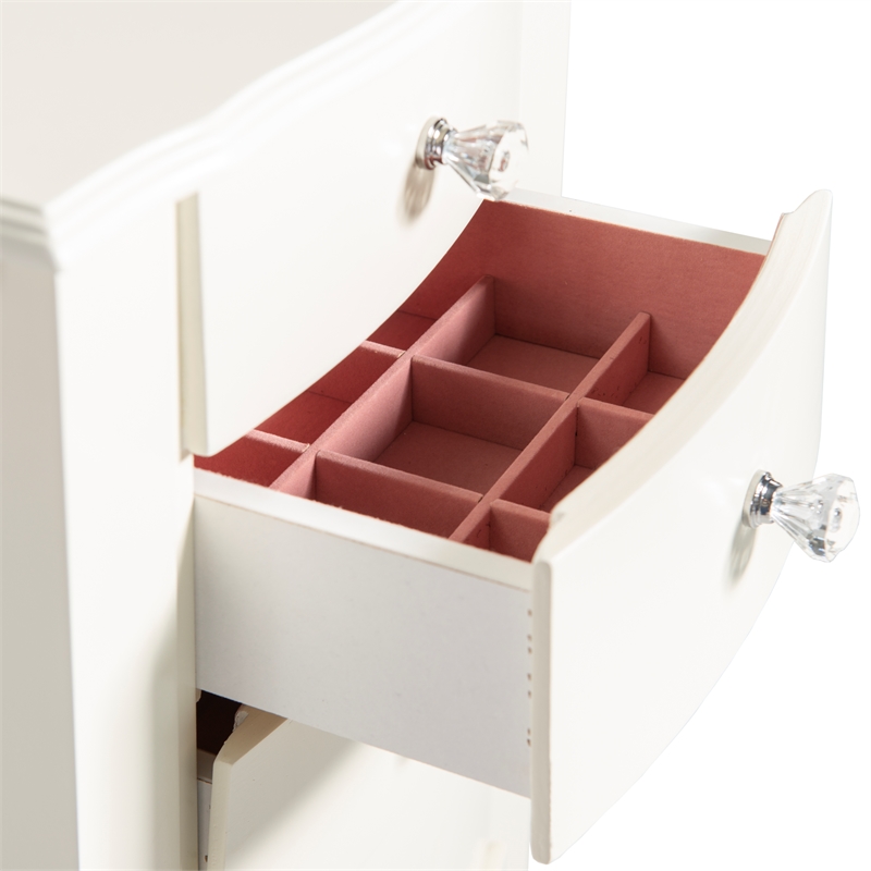 Pemberly Row Contemporary Wood Jewelry Armoire in White