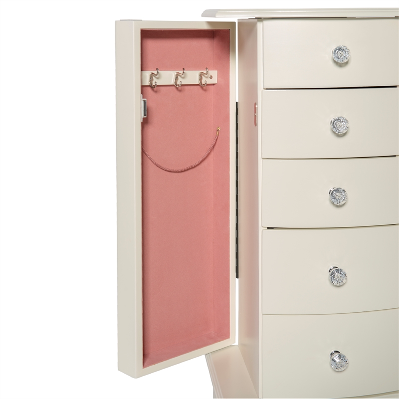 Pemberly Row Contemporary Wood Jewelry Armoire in White