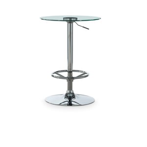 pemberly row coastal metal and glass pub table in chrome