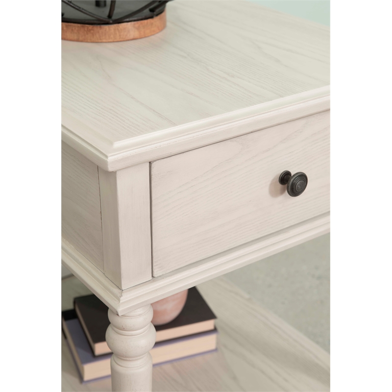 Pemberly Row Transitional Solid Wood Side Table in White