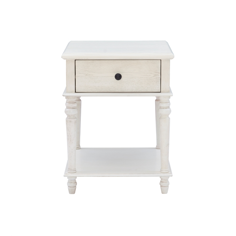 Pemberly Row Transitional Solid Wood Side Table in White