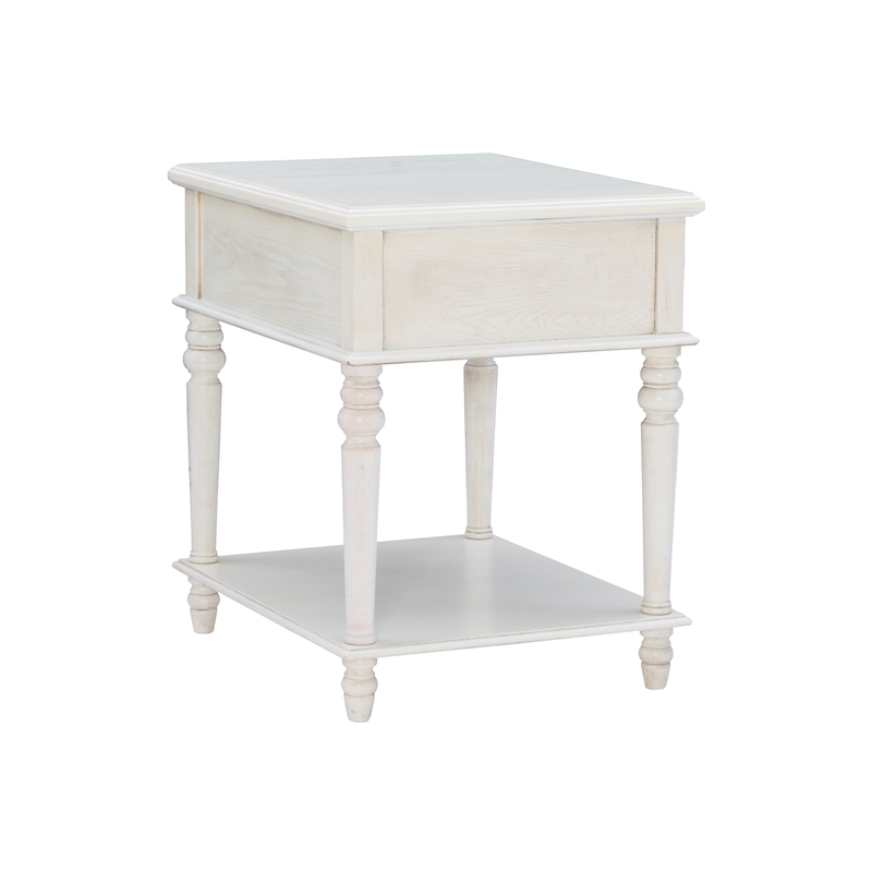 Pemberly Row Transitional Solid Wood Side Table in White