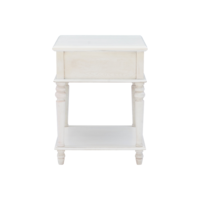 Pemberly Row Transitional Solid Wood Side Table in White