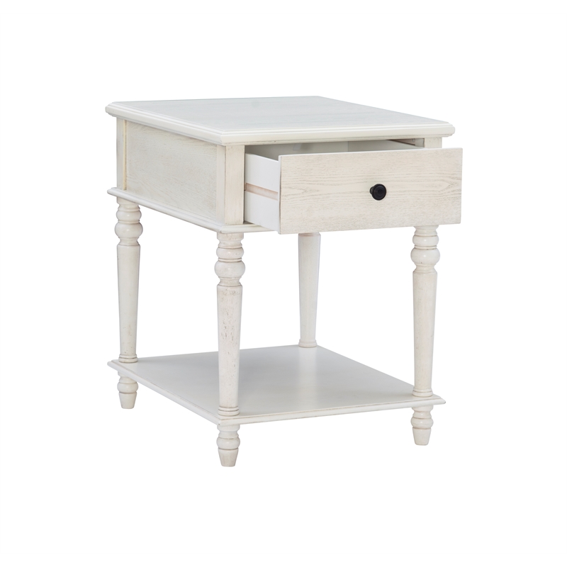 Pemberly Row Transitional Solid Wood Side Table in White