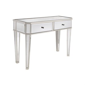 pemberly row modern mirrored wood console table in silver
