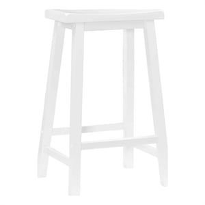 Pemberly Row 29&quot Transitional Wood Backless Counter Stool in White
