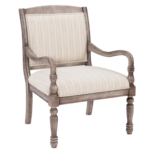 pemberly row coastal wood upholstered accent chair in gray