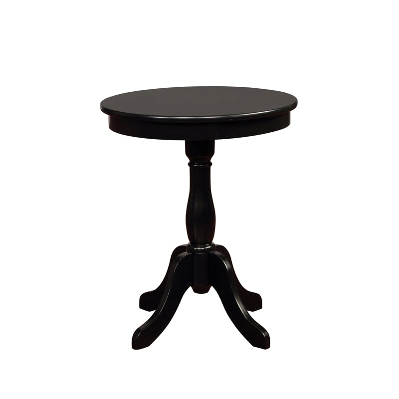 Pemberly Row Contemporary Round Wood Accent Table in Black