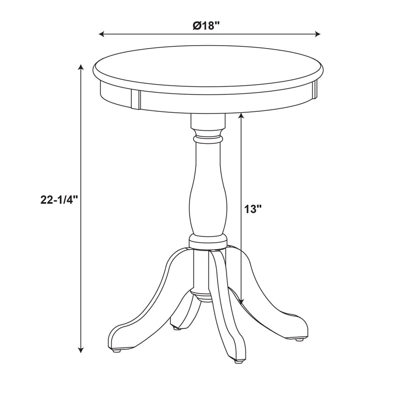 Pemberly Row Contemporary Round Wood Accent Table in Black