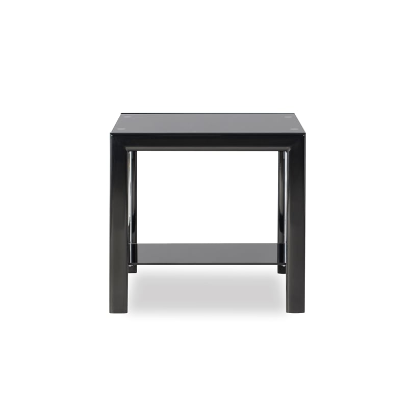 Pemberly Row Contemporary Metal End Table in Black/Chrome (Set of 2)