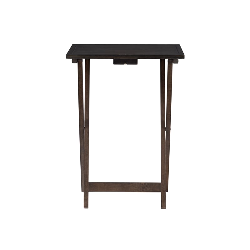 Pemberly Row Transitional Five Piece Wood Tray Table Set in Gray