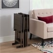 Pemberly Row Transitional Five Piece Wood Tray Table Set in Gray