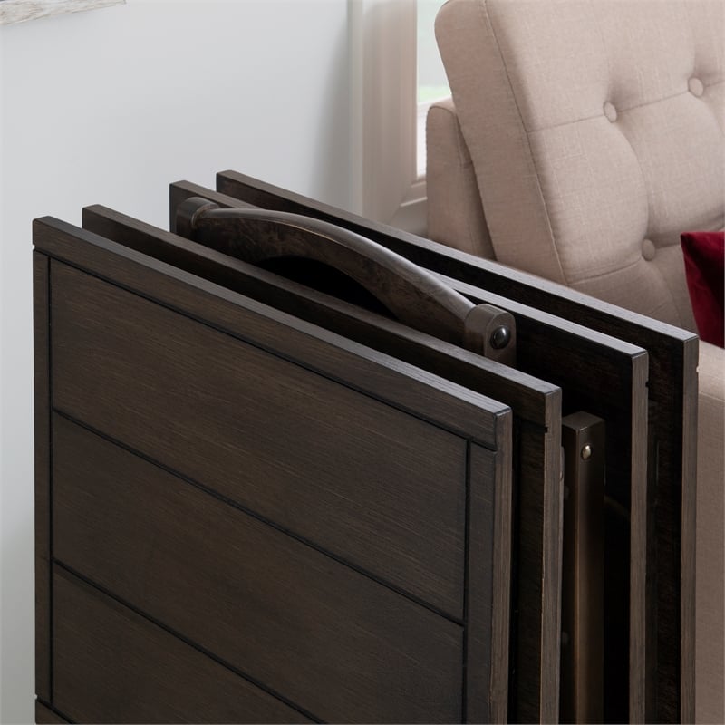 Pemberly Row Transitional Five Piece Wood Tray Table Set in Gray