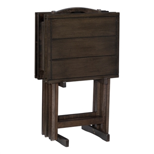 Pemberly Row Transitional Five Piece Wood Tray Table Set in Gray