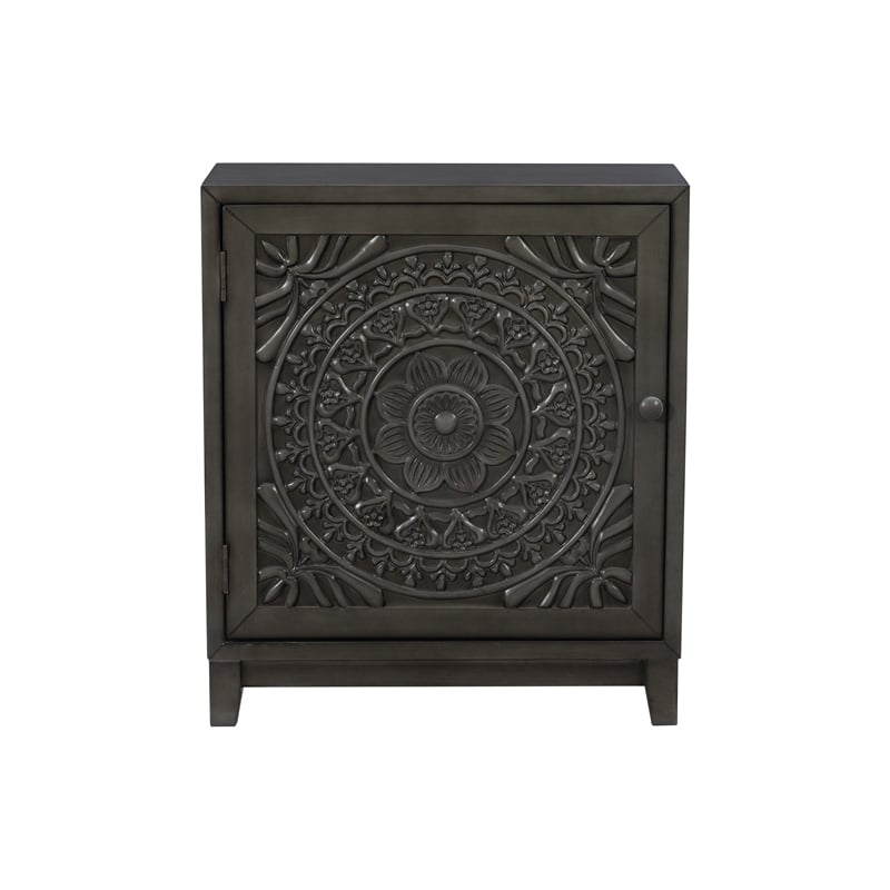 Pemberly Row Transitional Veneer Wood Accent Cabinet in Dark Gray