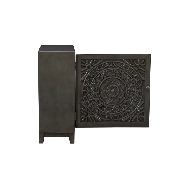 Pemberly Row Transitional Veneer Wood Accent Cabinet in Dark Gray