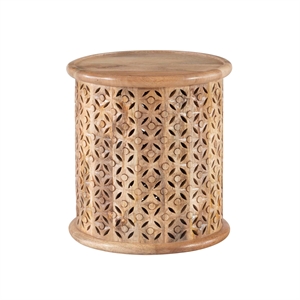 Pemberly Row Transitional Mango Wood Side Table in Natural