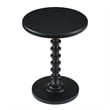 Pemberly Row Farmhouse Round Spindle Wood Accent Table in Black
