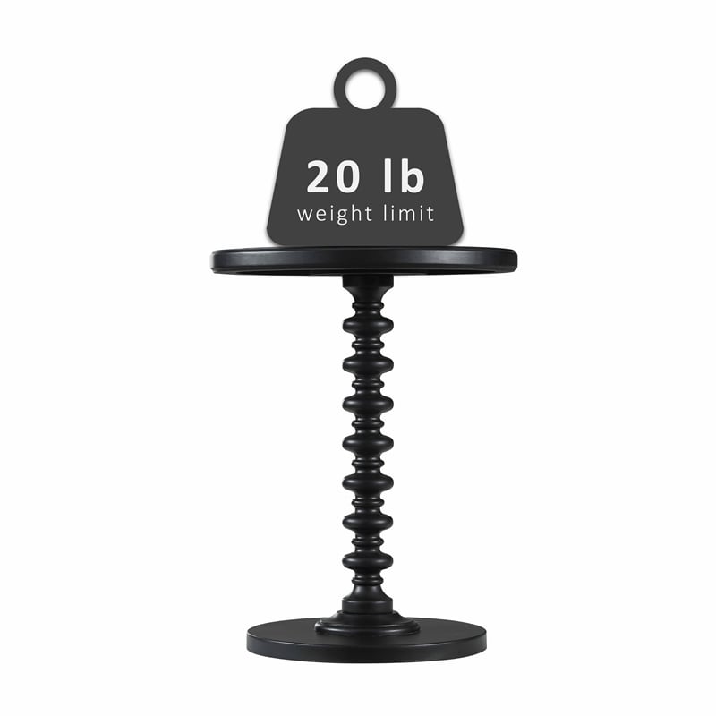 Pemberly Row Farmhouse Round Spindle Wood Accent Table in Black
