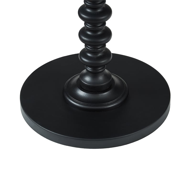 Pemberly Row Farmhouse Round Spindle Wood Accent Table in Black