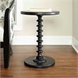 Pemberly Row Farmhouse Round Spindle Wood Accent Table in Black