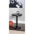 Pemberly Row Farmhouse Round Spindle Wood Accent Table in Black