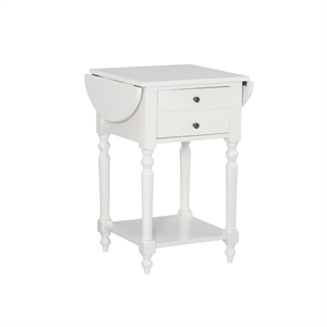 pemberly row transitional wood drop leaf end table in white