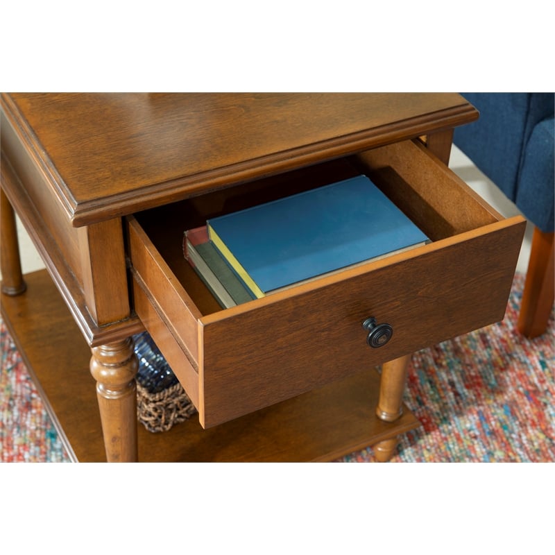 Pemberley Row Solid Wood Hazelnut Brown Side Table Rectangular 20