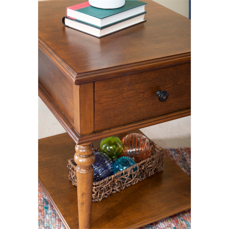 Pemberley Row Solid Wood Hazelnut Brown Side Table Rectangular 20