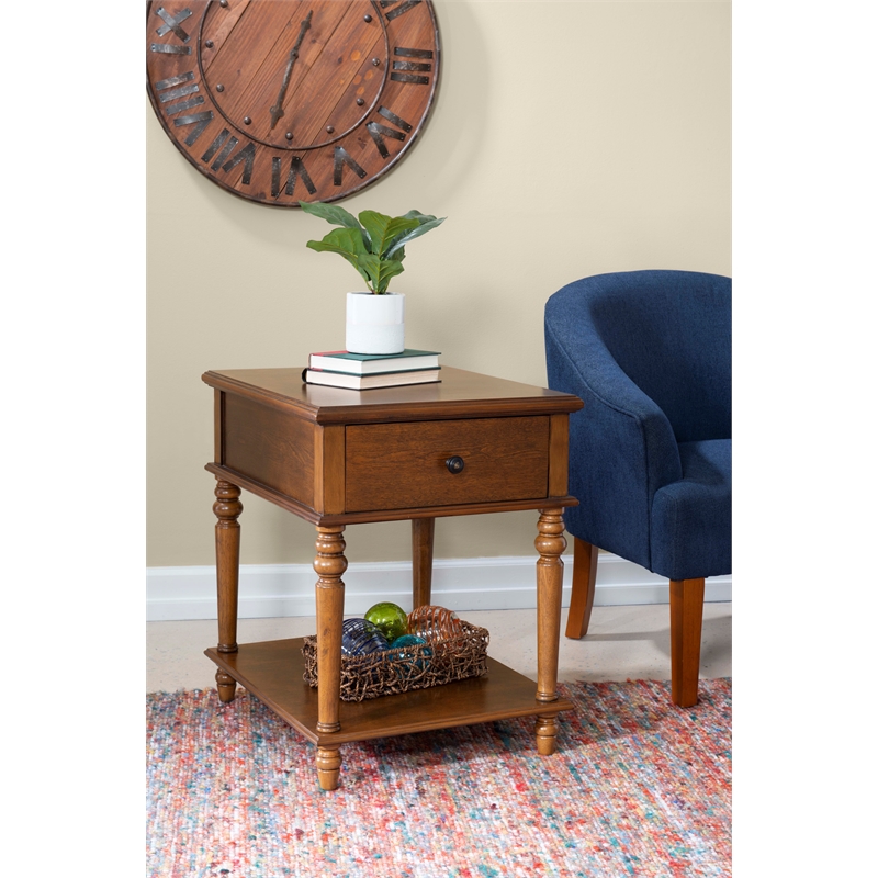 Pemberley Row Solid Wood Hazelnut Brown Side Table Rectangular 20