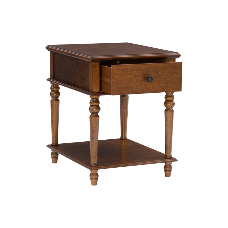 Pemberley Row Solid Wood Hazelnut Brown Side Table Rectangular 20