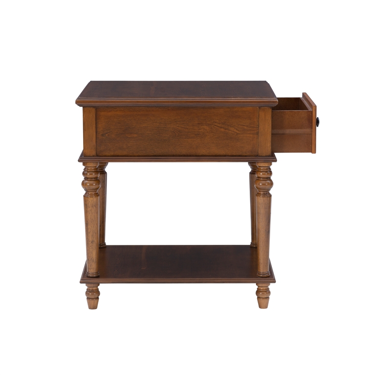 Pemberley Row Solid Wood Hazelnut Brown Side Table Rectangular 20