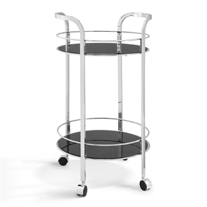 pemberly row contemporary metal and glass bar cart in chrome
