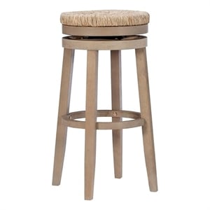 Pemberly Row 31&quot Transitional Wood Swivel Bar Stool in Natural Brown