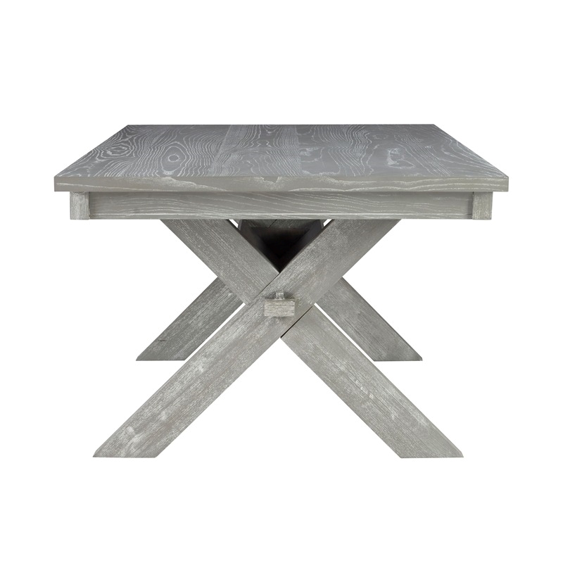 Pemberly Row X-Shaped Traditional Wood Dining Table in Weathered Gray